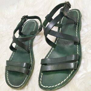 Gianluca Ankle Strap Quality Leather Sandal Green ,EUR 34 or US 5🌴